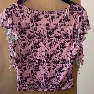 One Clothing Purple Floral Blouse